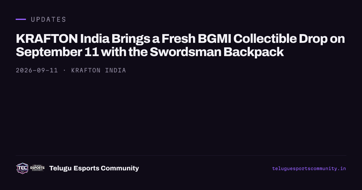 KRAFTON India Brings a Fresh BGMI Collectible Drop on September 11 with the Swordsman Backpack