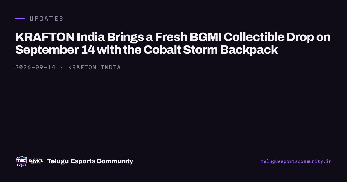 KRAFTON India Brings a Fresh BGMI Collectible Drop on September 14 with the Cobalt Storm Backpack