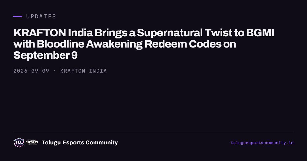 KRAFTON India Brings a Supernatural Twist to BGMI with Bloodline Awakening Redeem Codes on September 9