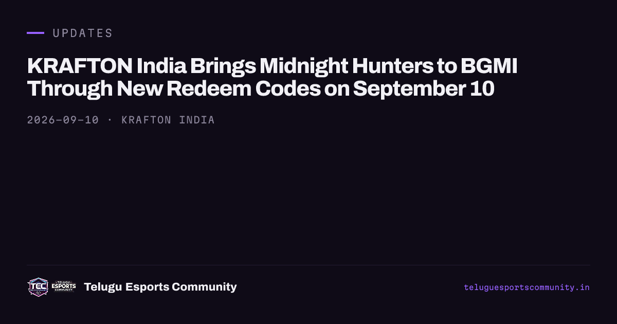 KRAFTON India Brings Midnight Hunters to BGMI Through New Redeem Codes on September 10