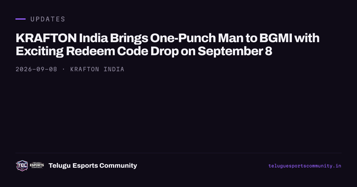 KRAFTON India Brings One-Punch Man to BGMI with Exciting Redeem Code Drop on September 8