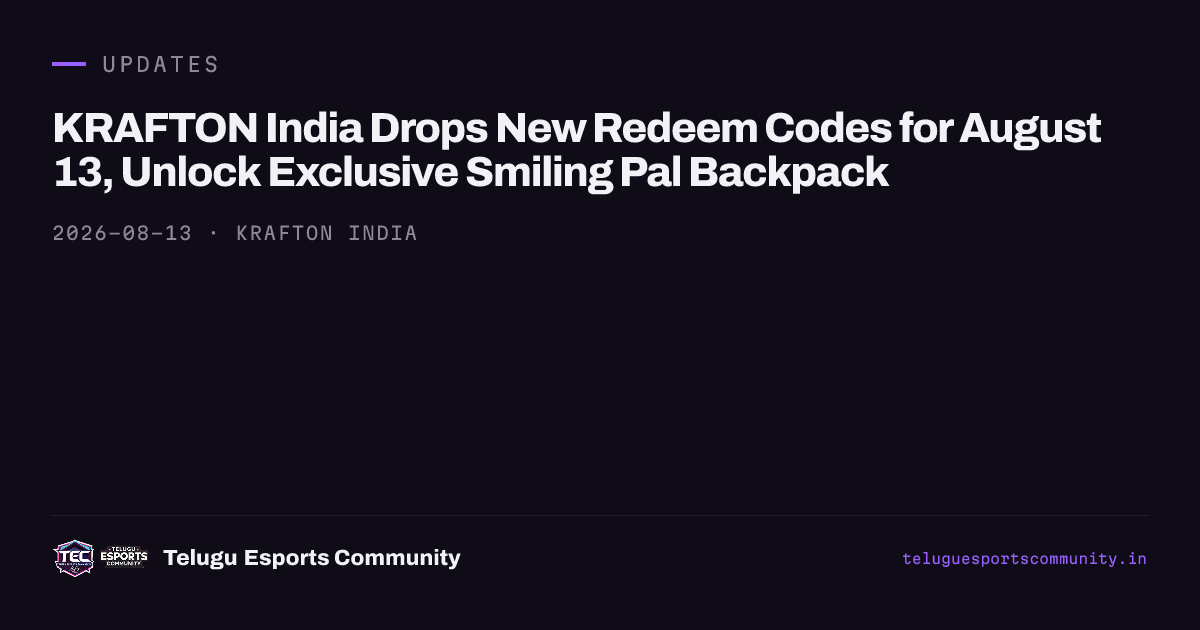 KRAFTON India Drops New Redeem Codes for August 13, Unlock Exclusive Smiling Pal Backpack