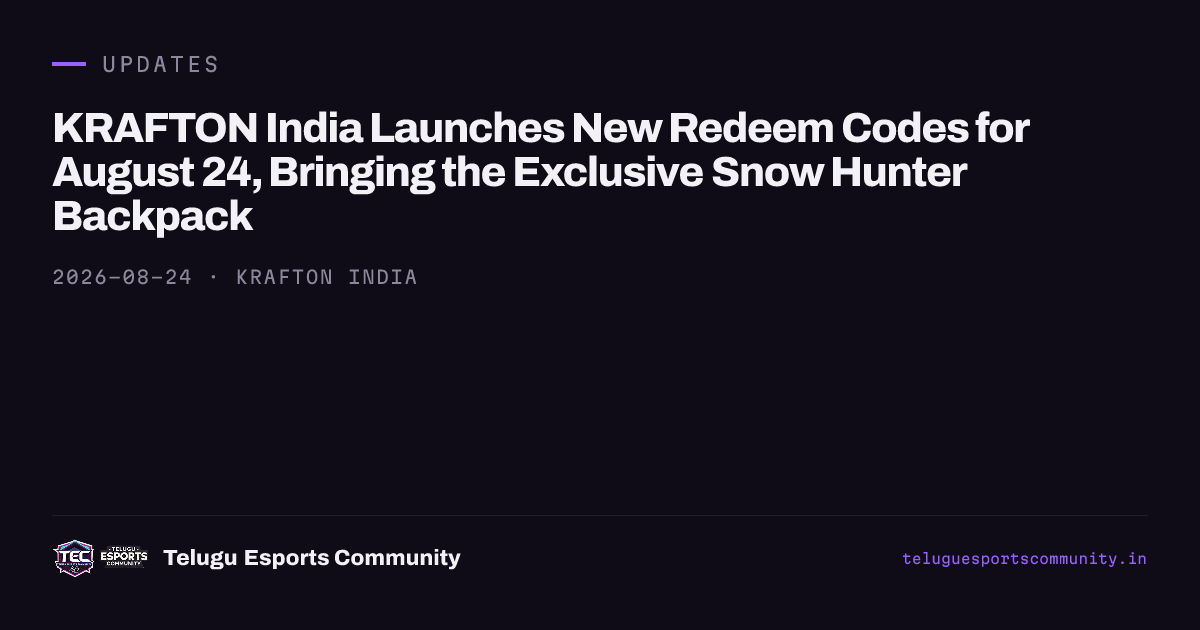 KRAFTON India Launches New Redeem Codes for August 24, Bringing the Exclusive Snow Hunter Backpack