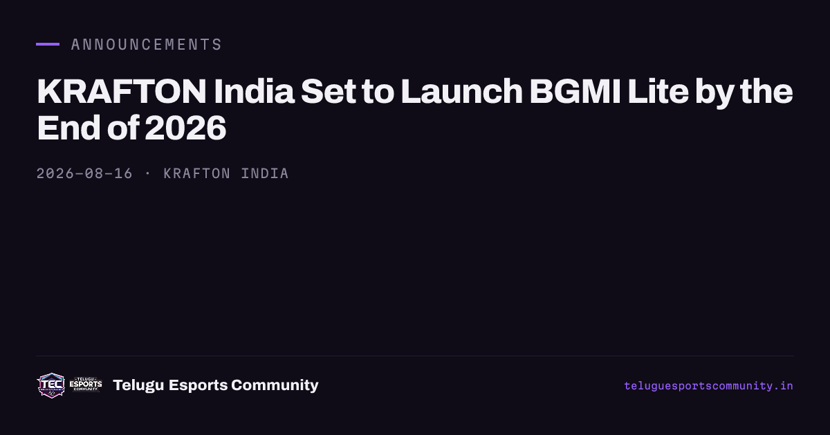 KRAFTON India Set to Launch BGMI Lite by the End of 2026