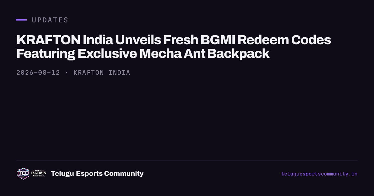 KRAFTON India Unveils Fresh BGMI Redeem Codes Featuring Exclusive Mecha Ant Backpack