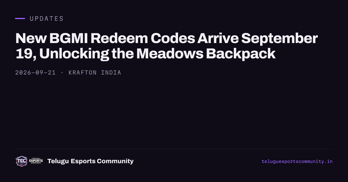 New BGMI Redeem Codes Arrive September 19, Unlocking the Meadows Backpack